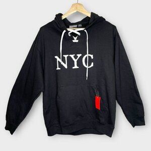 Brand New Black Hoodie Sweatshirt Men's MEDIUM PENNANT Hockey Pocket NYC